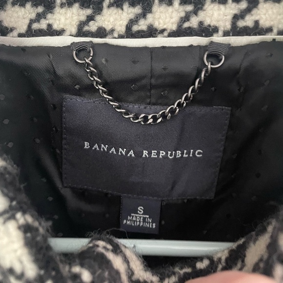 Banana Republic Y2K Wool Blend Black and White Houndstooth Jacket - Picture 2 of 8